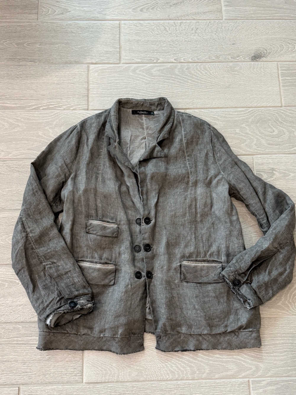 UMIT UNAL 100% Linen Lagenlook Avant-Garde Jacket Made in Turkey Size Large VGUC
